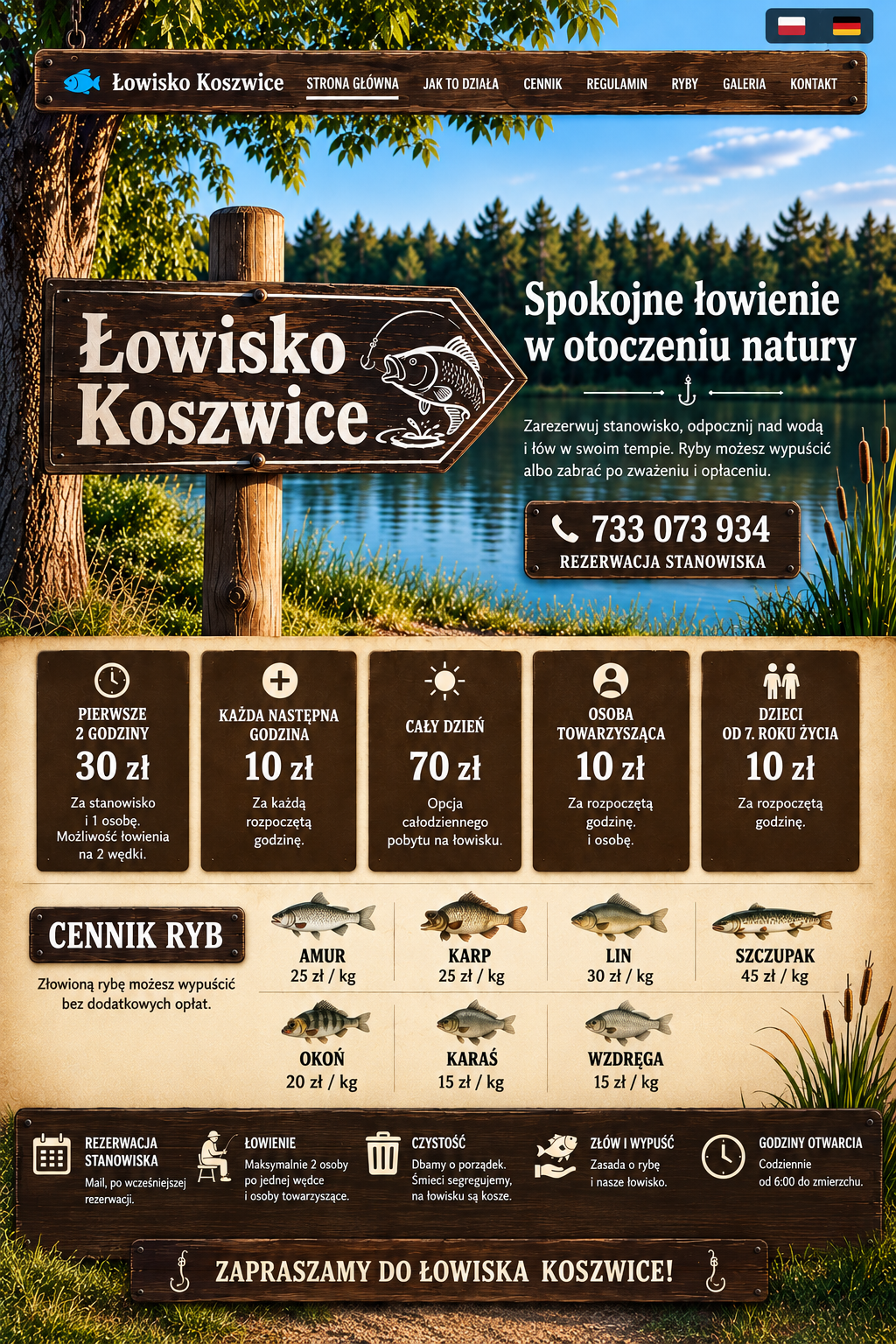 Łowisko Koszwice – strona główna
